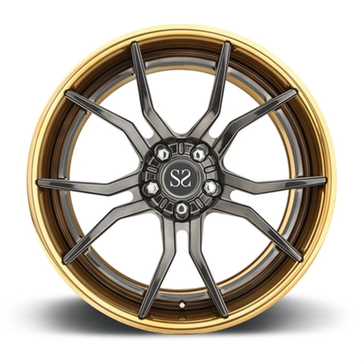 2 Pieces 5x112 5x120 5x130 Golden Rims Black Machine Face Forged Alloy18 19 20 21 22 For Porsche BMW Audi Benz Custom Wheels